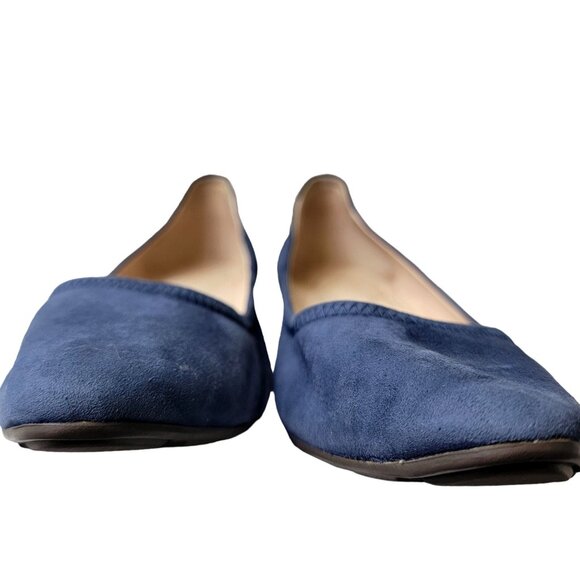 Cole Haan Leather Wedge Shoes Women 8.5 Blue Suede Loafer Slip On Cushioned 39 - Picture 15 of 16